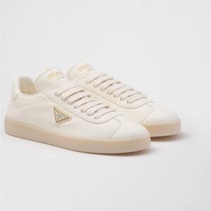 Prada Triangle Logo Low-Top Leather Sneakers